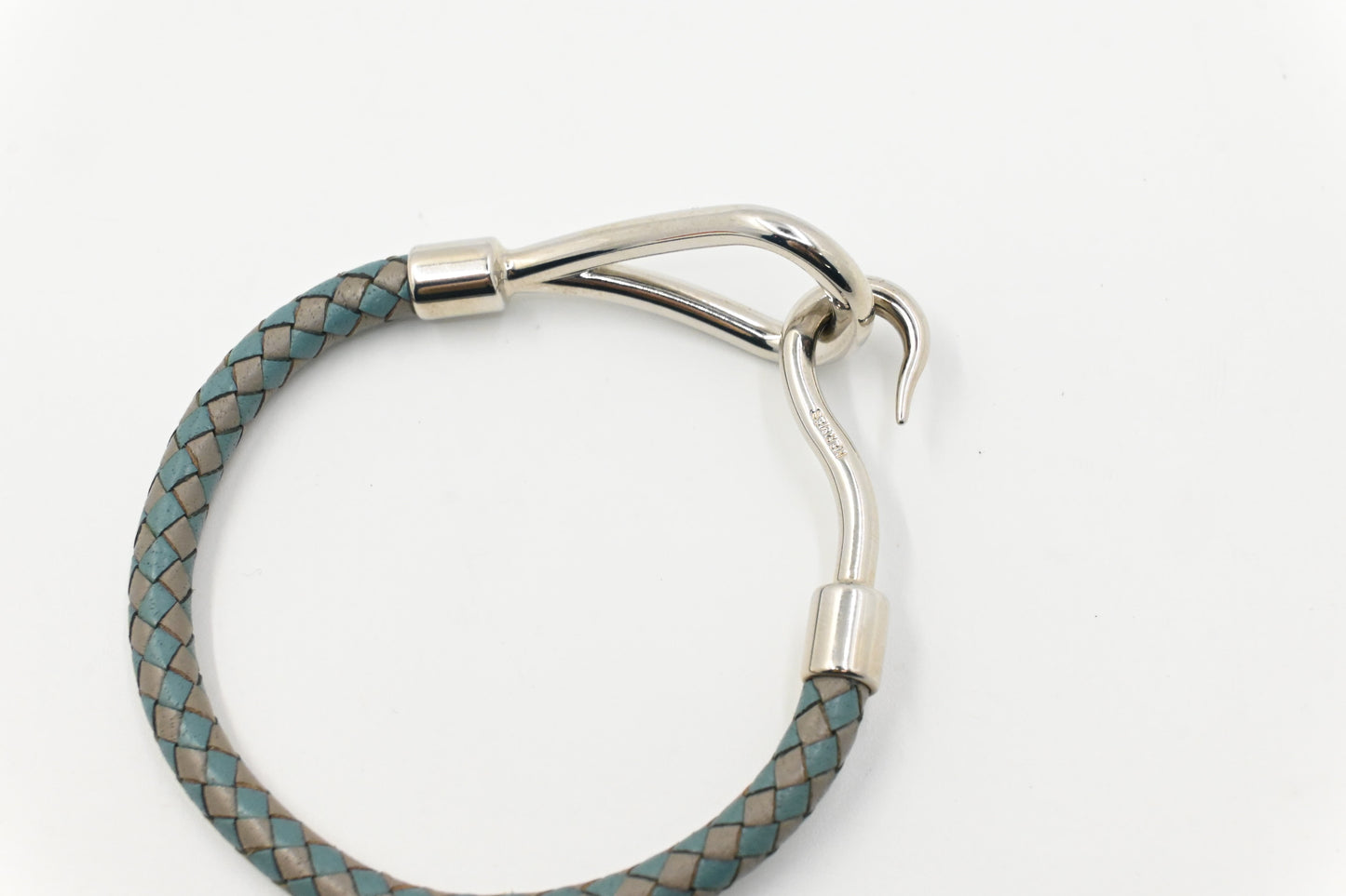 Hermes Jumbo Bracelet in Blue and Grey Leather
