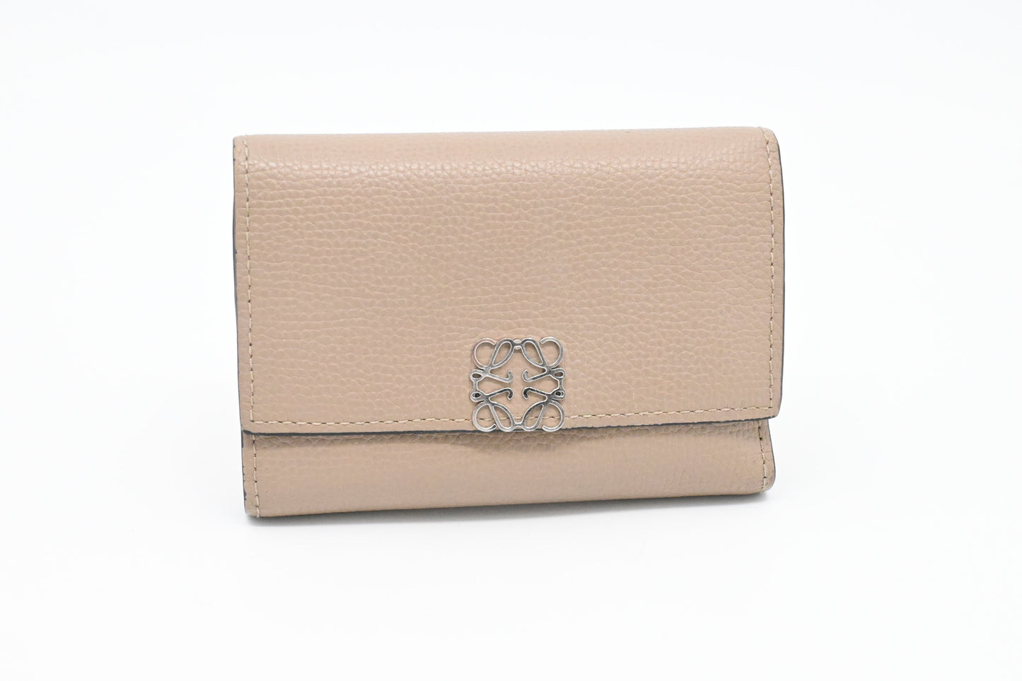 Loewe Trifold Wallet in Beige Leather