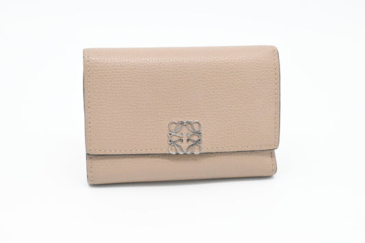 Loewe Trifold Wallet in Beige Leather
