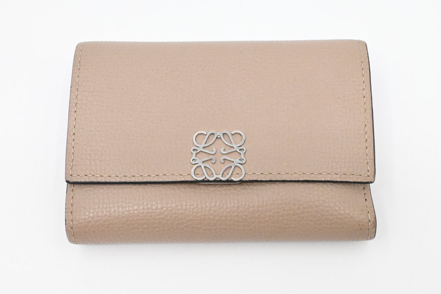Loewe Trifold Wallet in Beige Leather