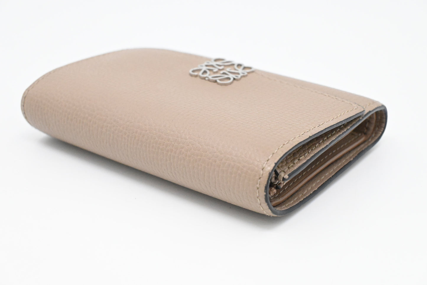 Loewe Trifold Wallet in Beige Leather