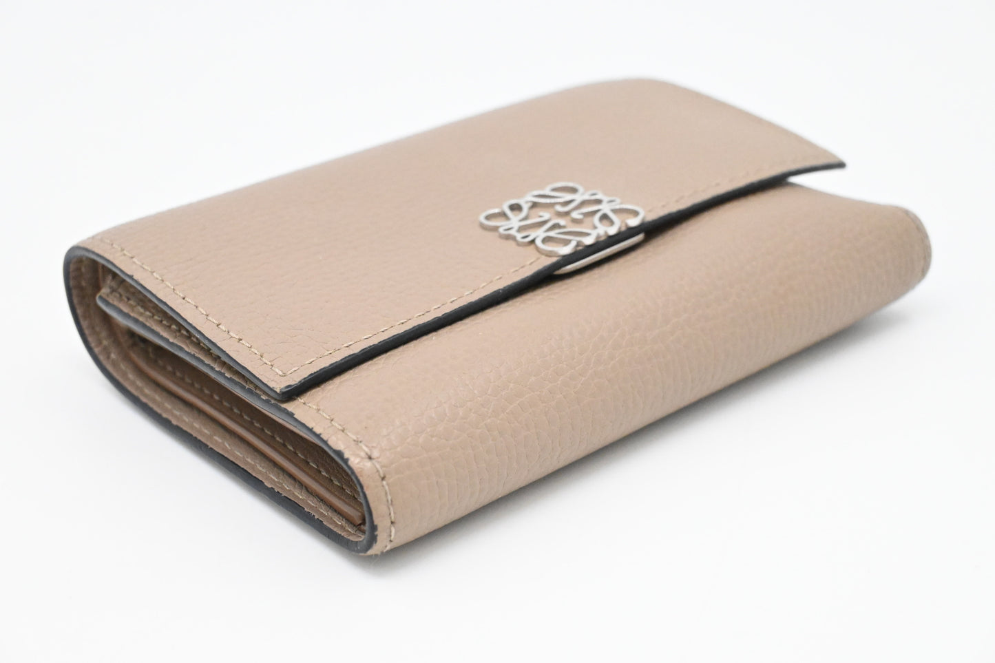 Loewe Trifold Wallet in Beige Leather