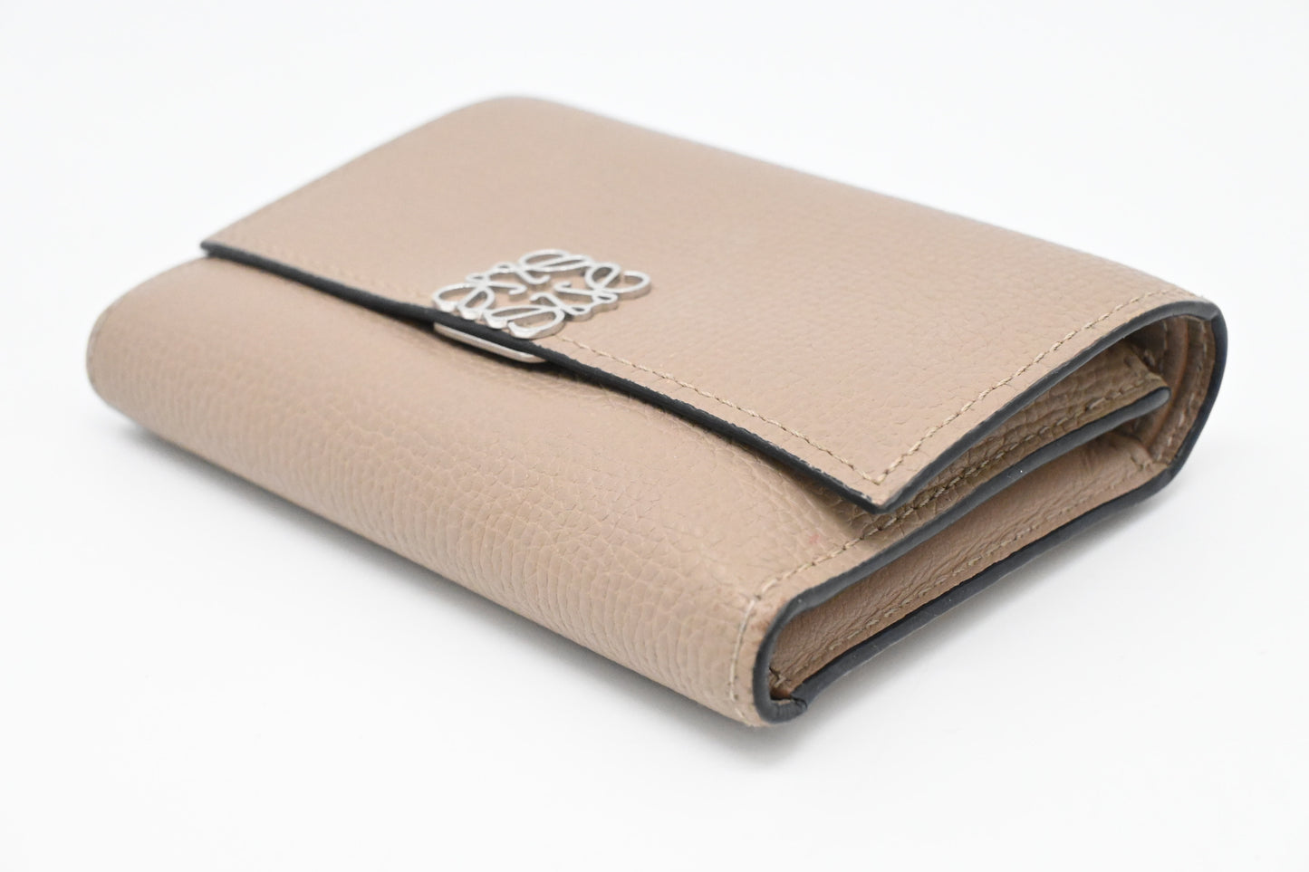 Loewe Trifold Wallet in Beige Leather