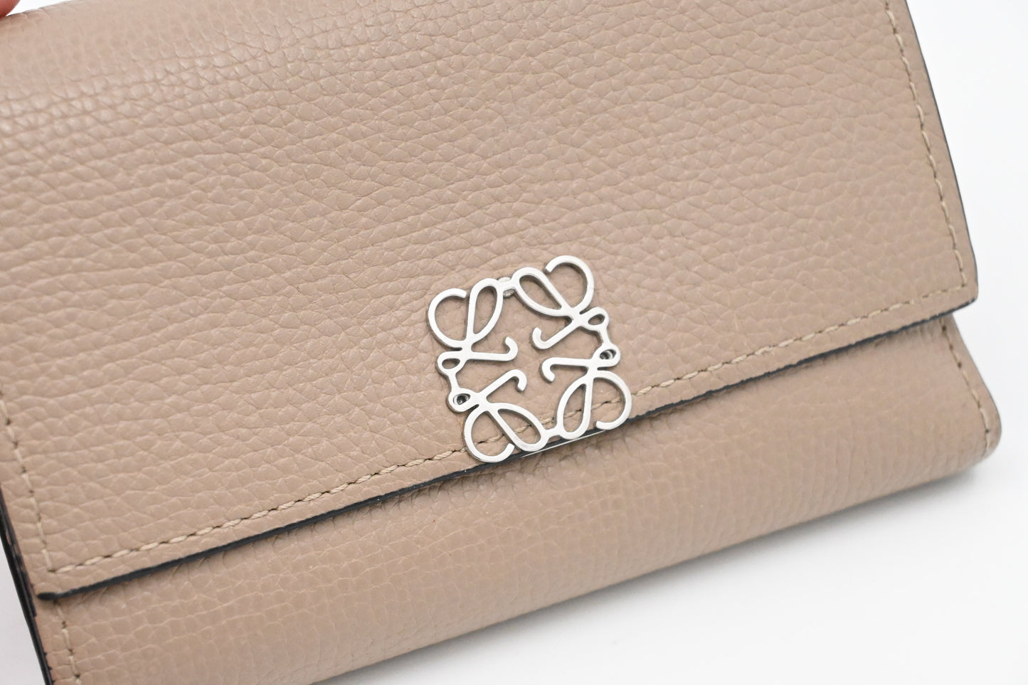 Loewe Trifold Wallet in Beige Leather