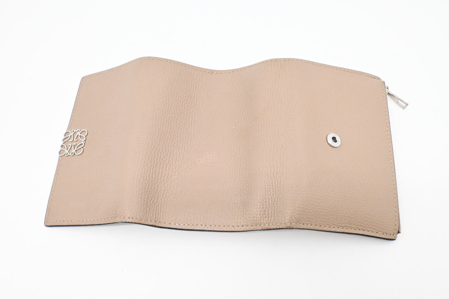 Loewe Trifold Wallet in Beige Leather