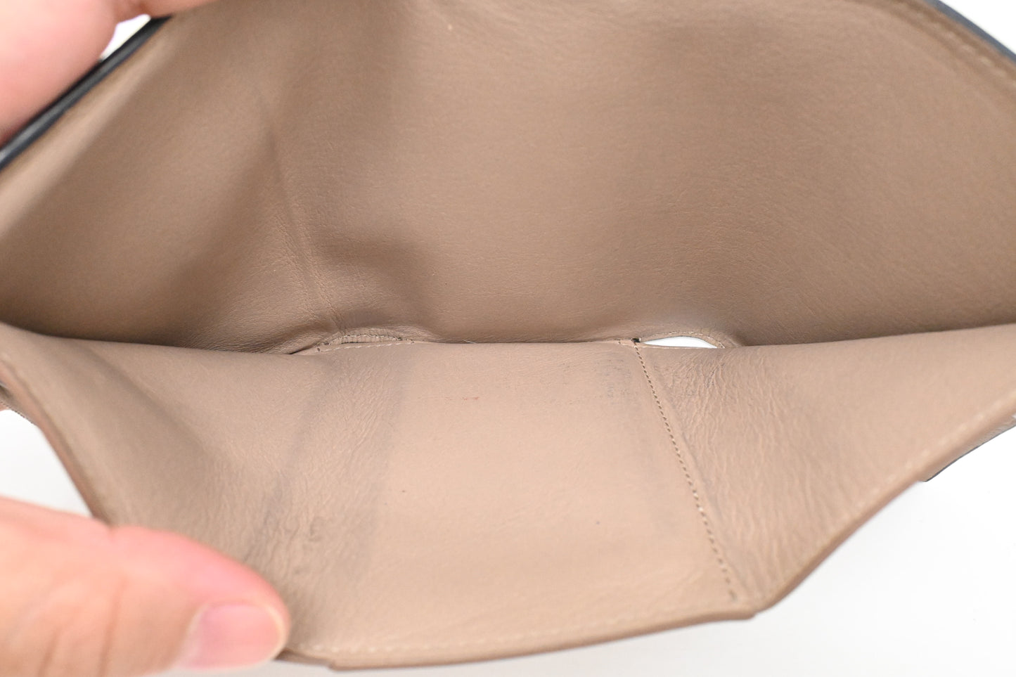 Loewe Trifold Wallet in Beige Leather