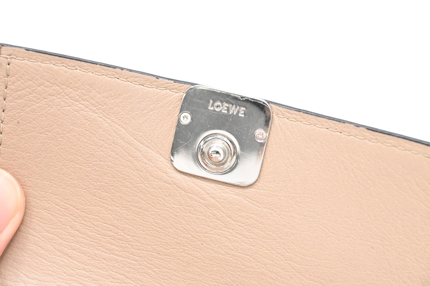 Loewe Trifold Wallet in Beige Leather