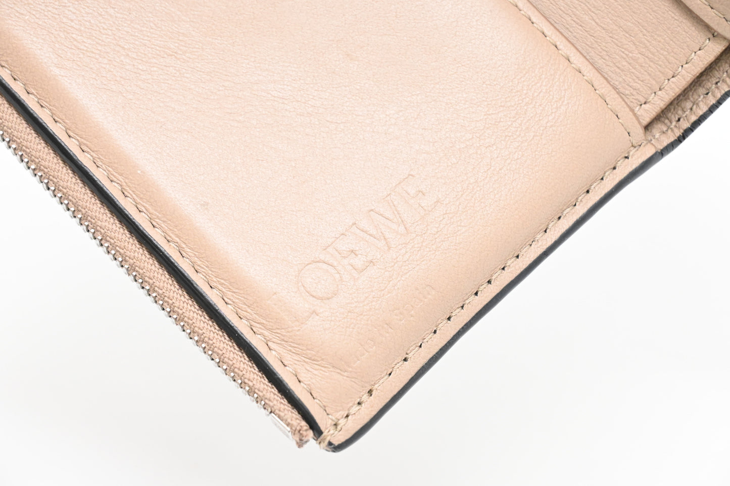 Loewe Trifold Wallet in Beige Leather