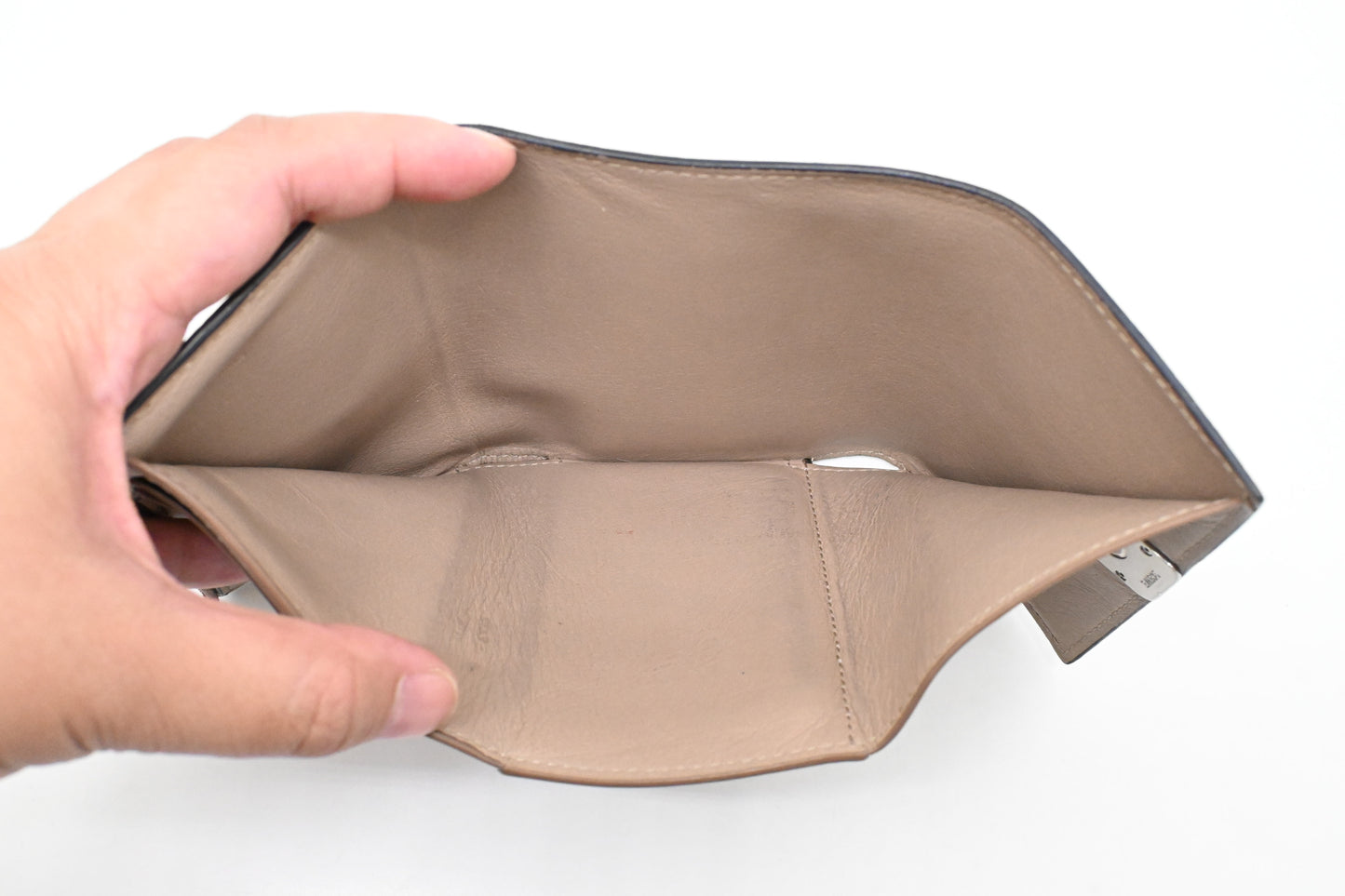 Loewe Trifold Wallet in Beige Leather