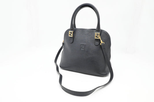 Fendi Two Way Bag in Navy Blue Leather