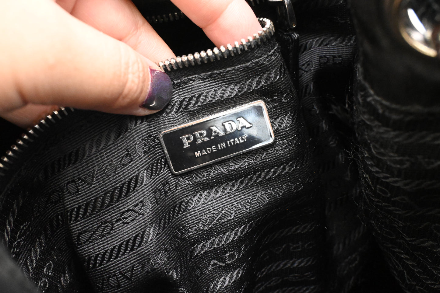 Prada Bucket Shoudler Bag in Black Nylon