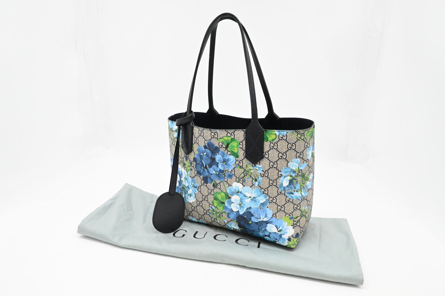 Gucci Small Tote in Blue Blooms GG Supreme Canvas
