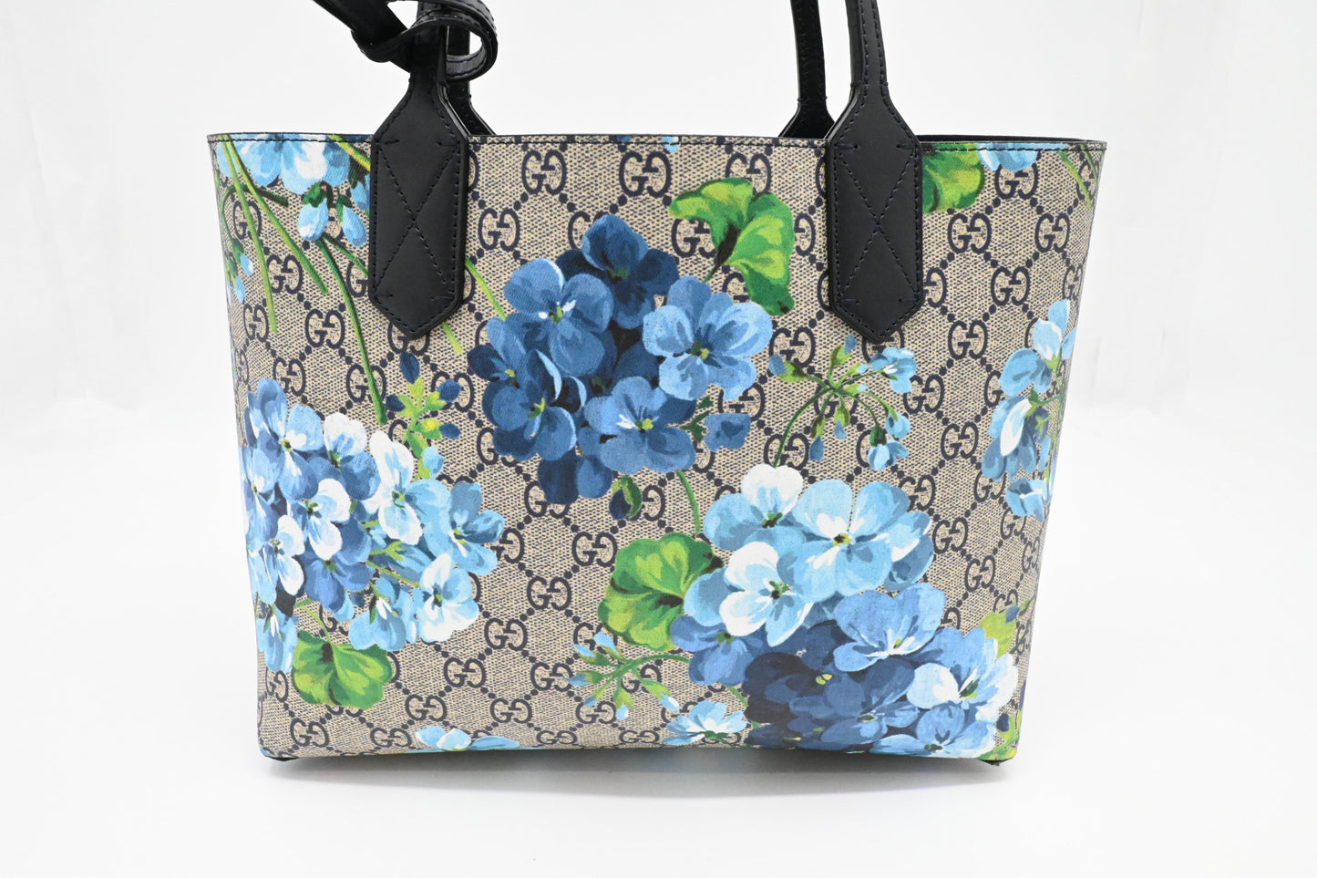 Gucci Small Tote in Blue Blooms GG Supreme Canvas