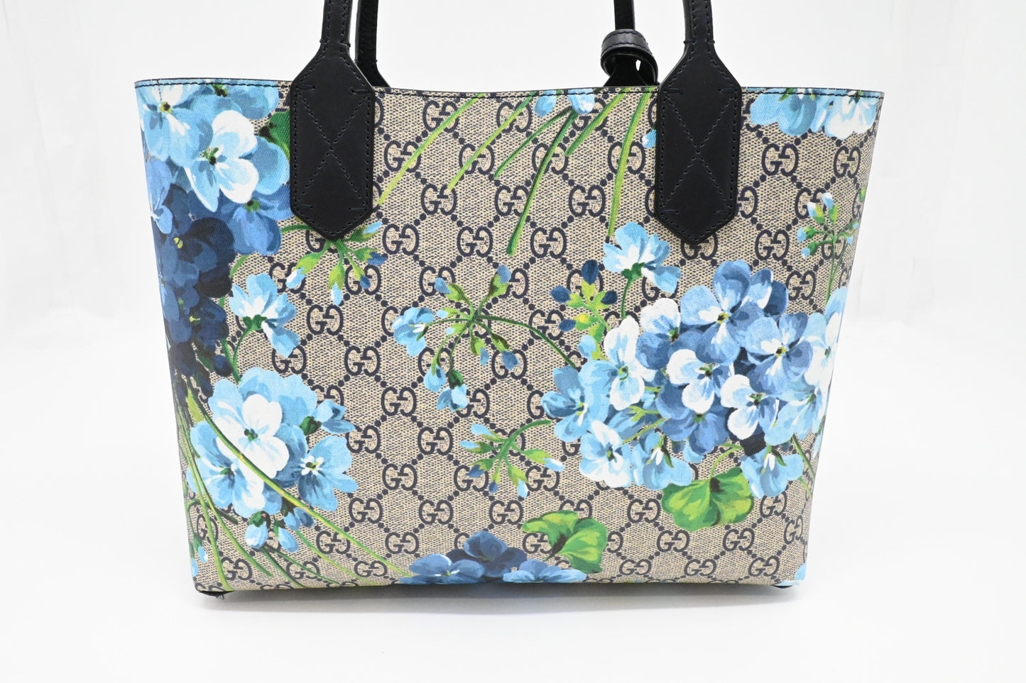 Gucci Small Tote in Blue Blooms GG Supreme Canvas