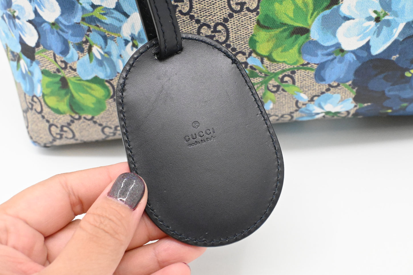 Gucci Small Tote in Blue Blooms GG Supreme Canvas