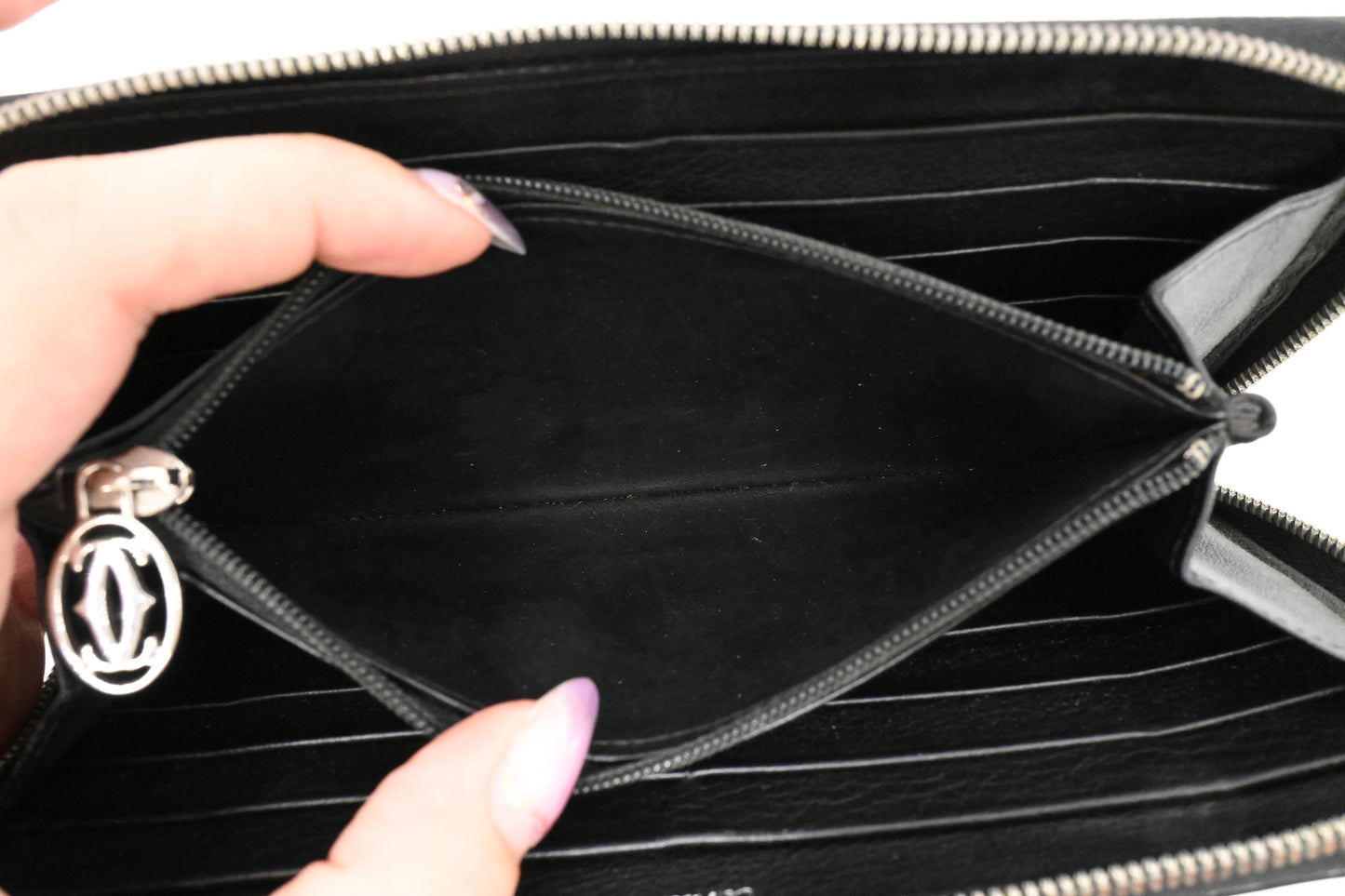 Cartier Zippy Long Wallet in Black Patent Leather