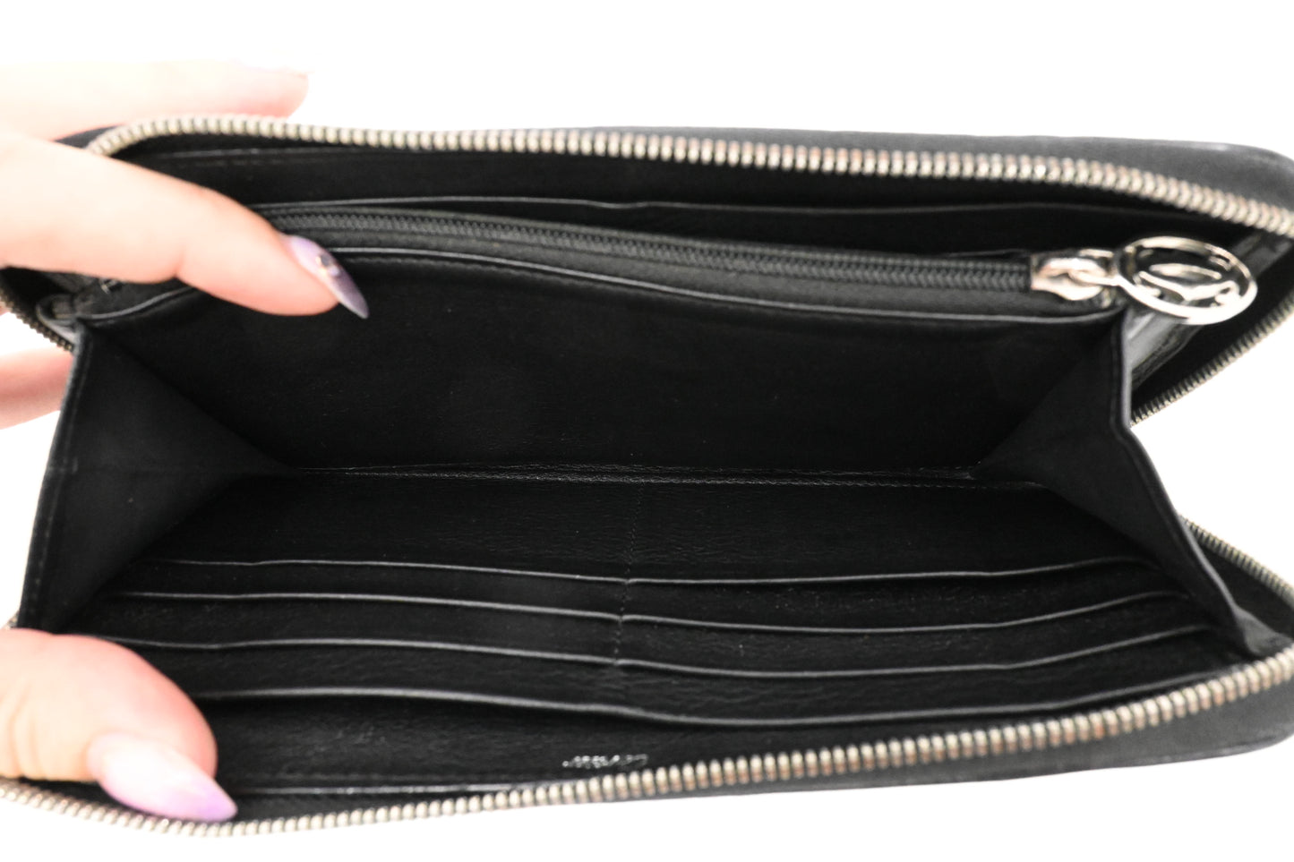 Cartier Zippy Long Wallet in Black Patent Leather