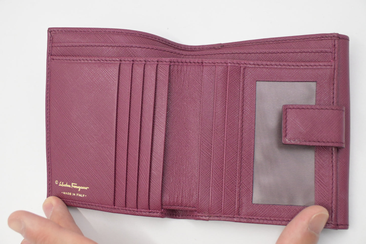 Ferragamo Compact Wallet in Pink Leather