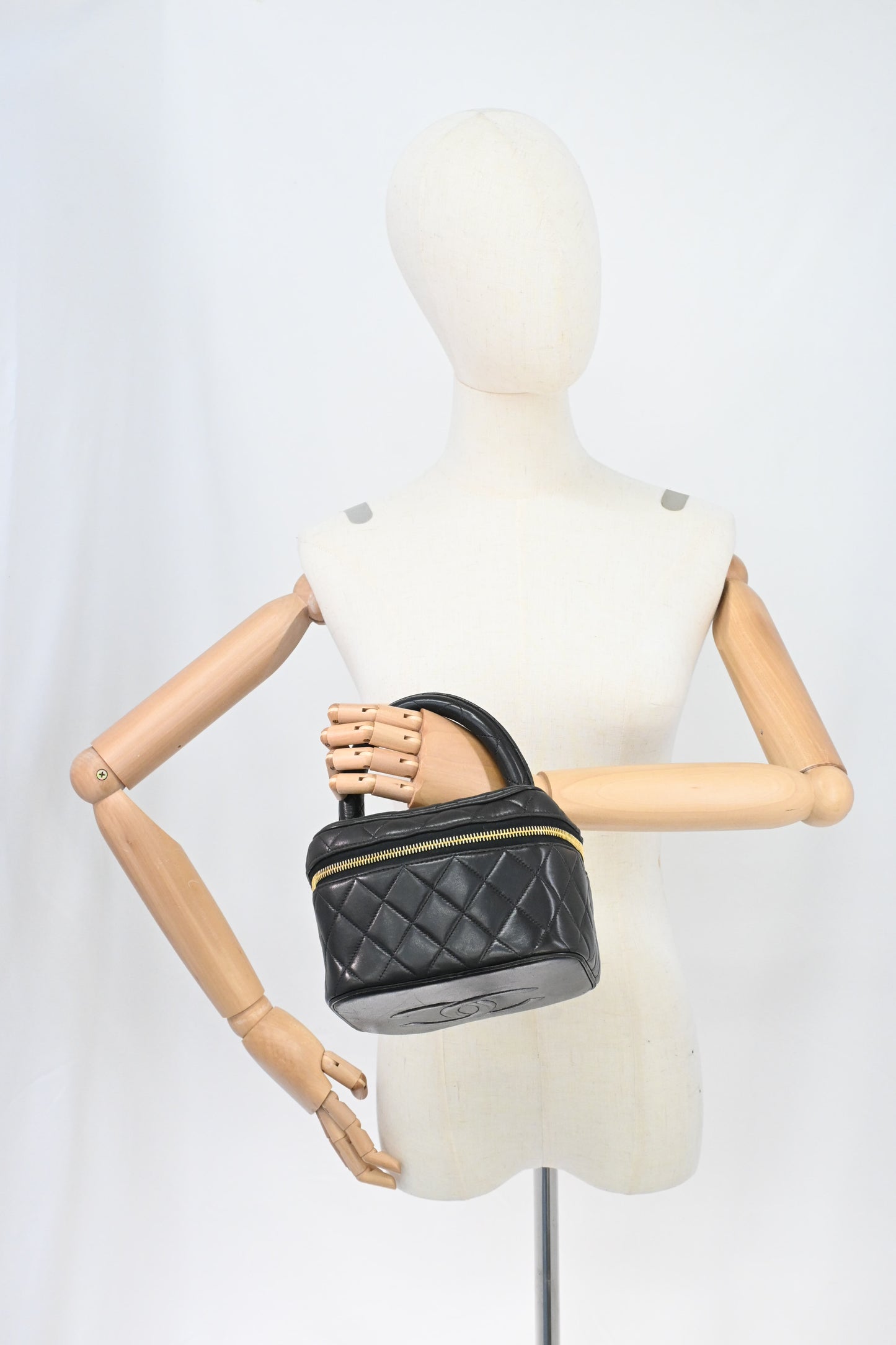 Chanel Vanity in Black Matelassé Leather