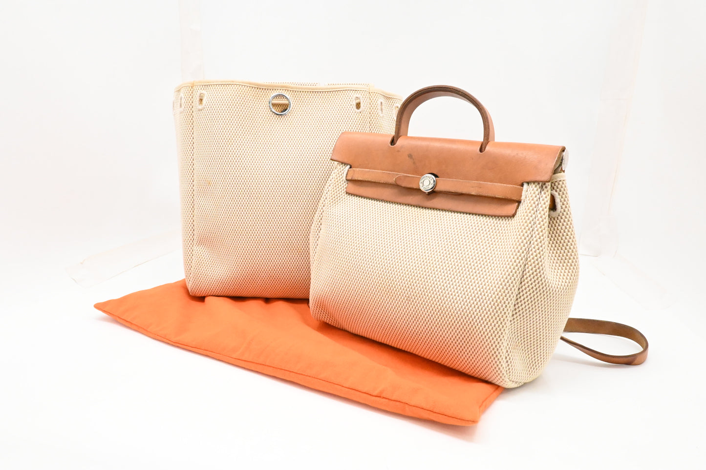 Hermes Herbag Sac a Dos Backpack in Beige Canvas