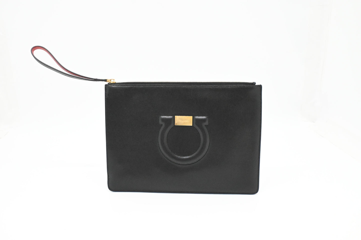 Ferragamo Wrist Pouch in Black Leather
