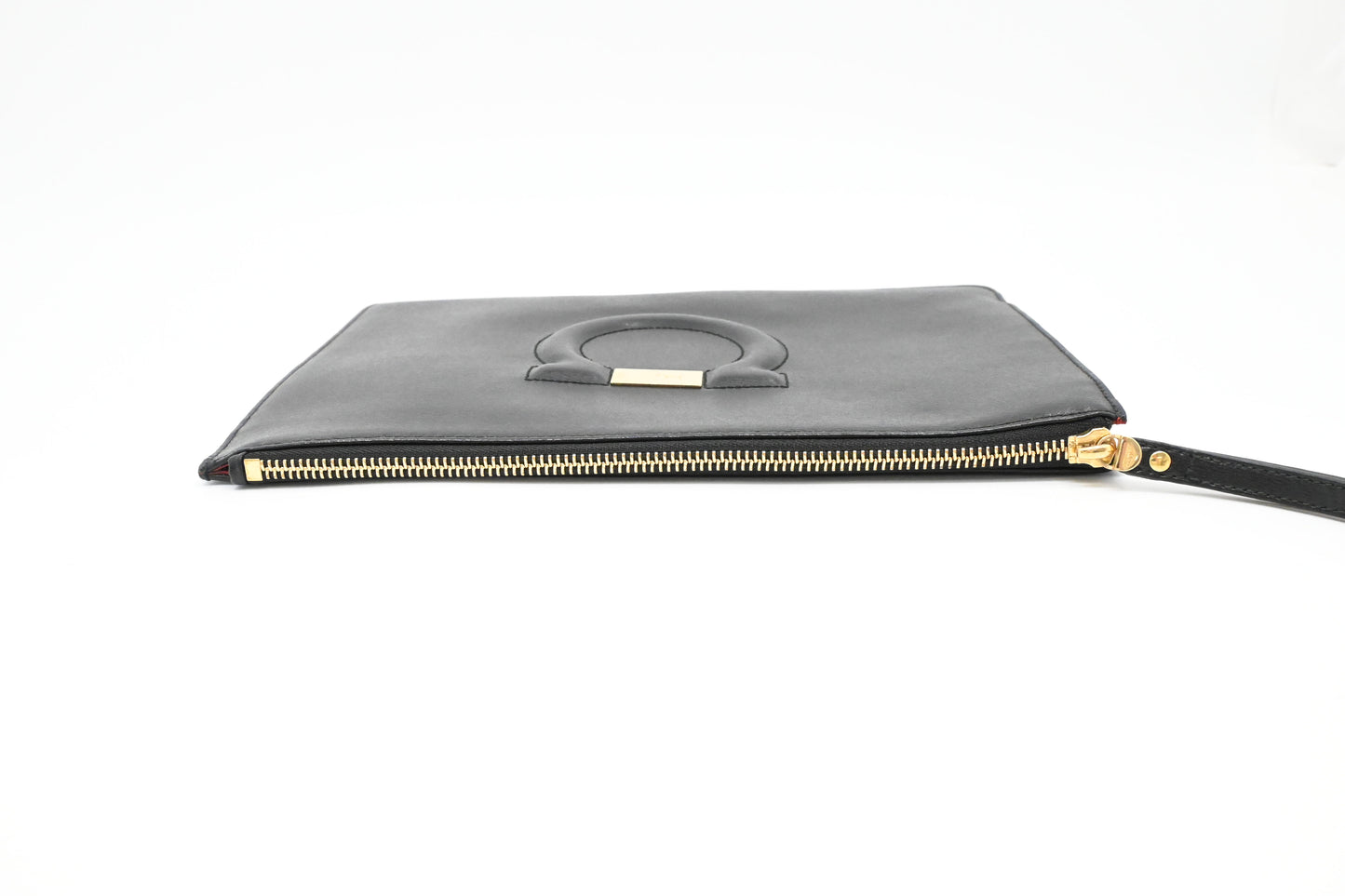 Ferragamo Wrist Pouch in Black Leather