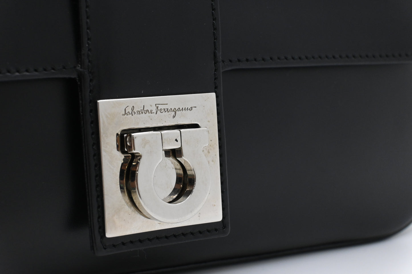 Ferragamo Shoulder Bag in Black Leather