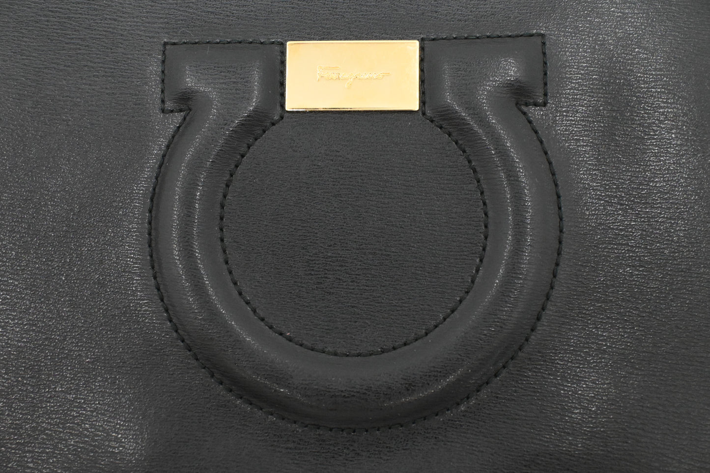 Ferragamo Wrist Pouch in Black Leather