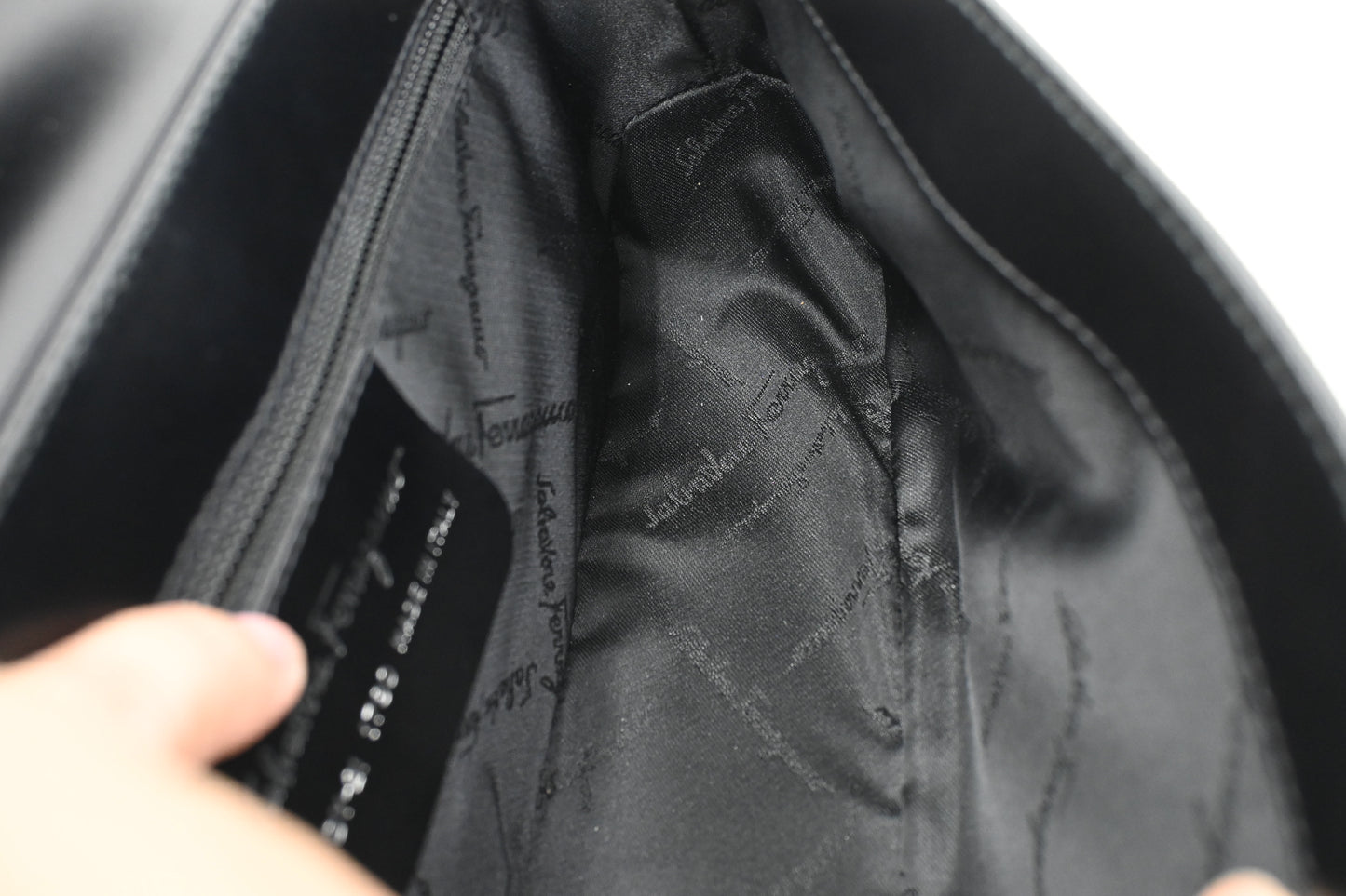 Ferragamo Shoulder Bag in Black Leather