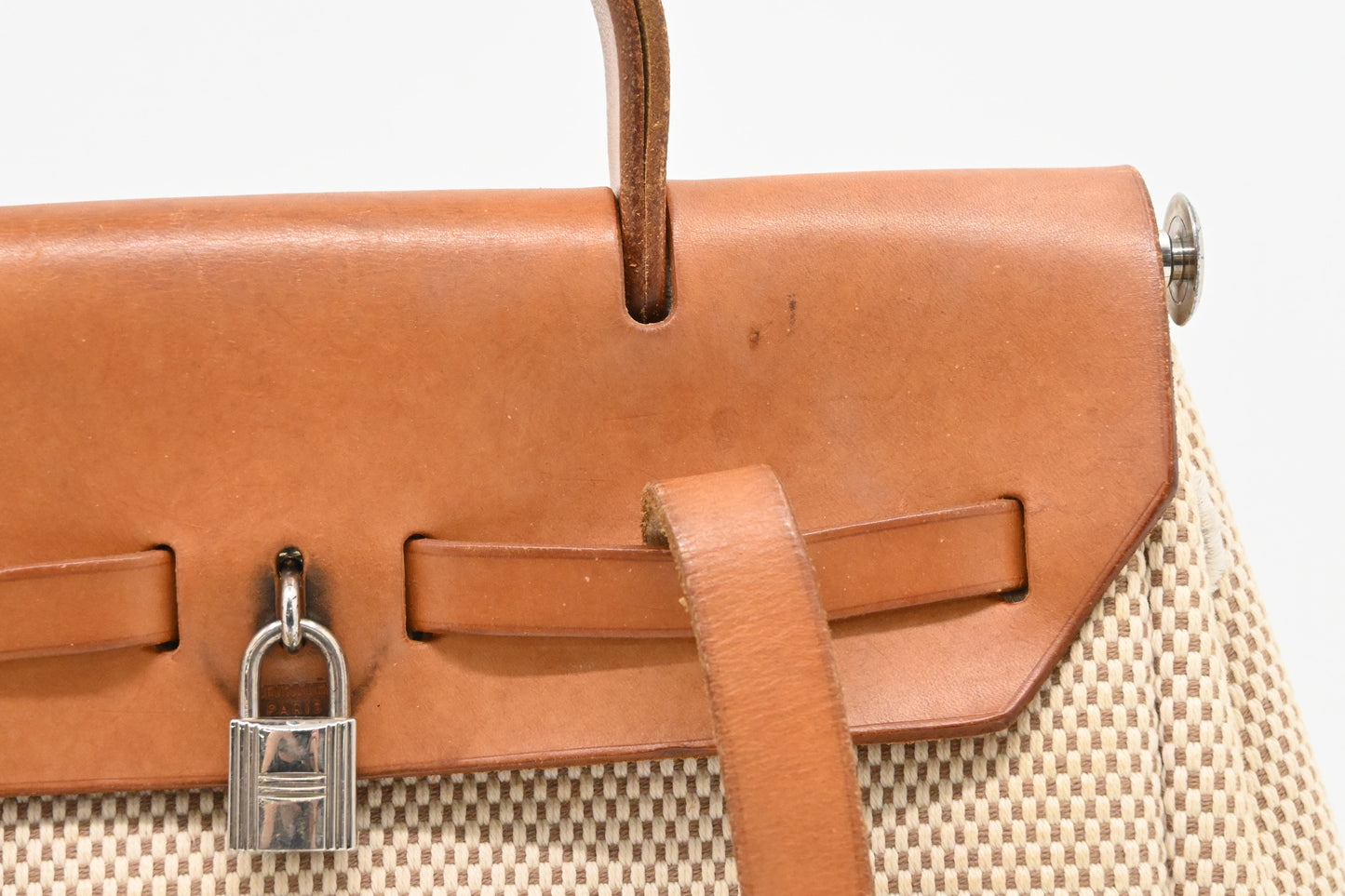 Hermes Herbag Sac a Dos Backpack in Beige Canvas