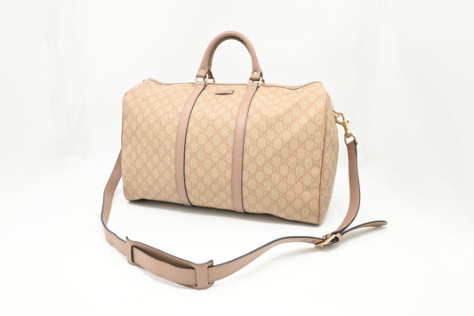 Gucci Boston Bag in Pink GG Supreme Canvas