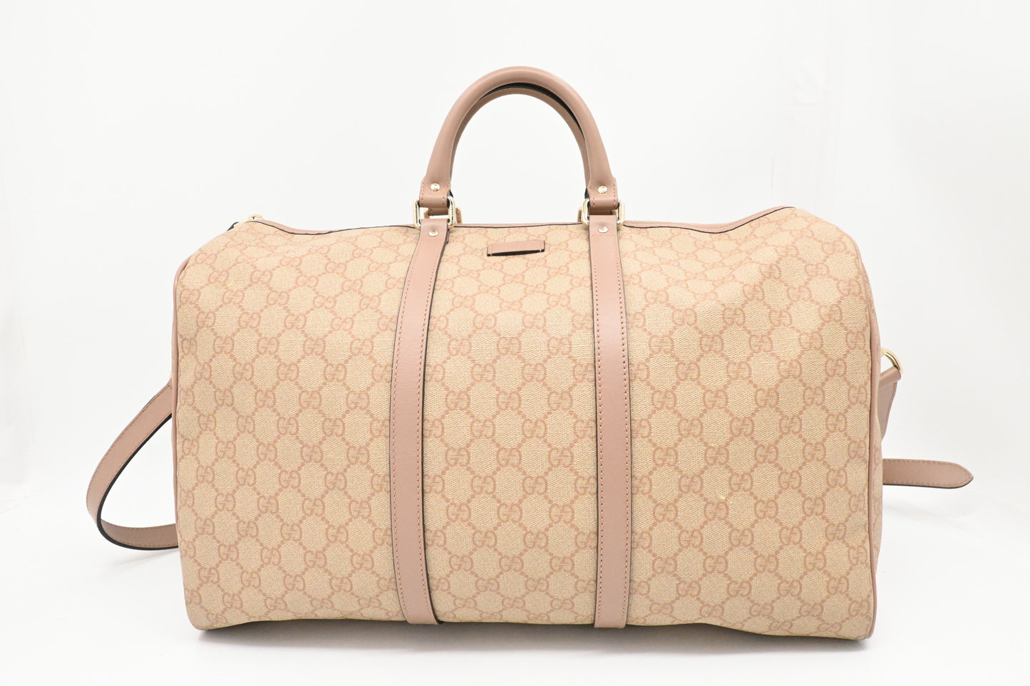 Gucci Boston Bag in Pink GG Supreme Canvas
