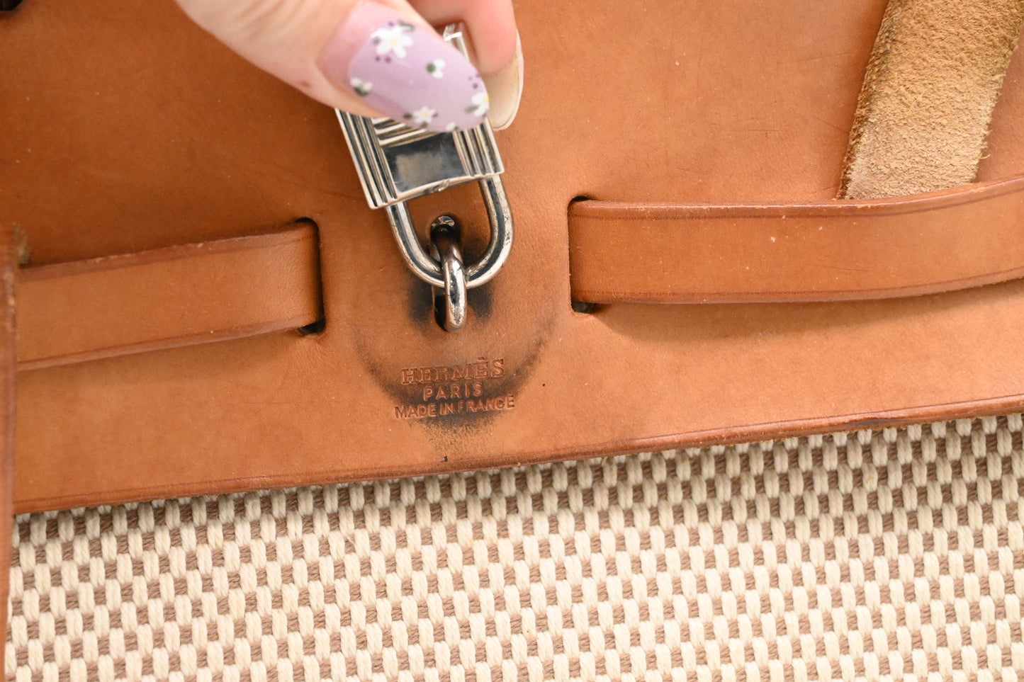 Hermes Herbag Sac a Dos Backpack in Beige Canvas