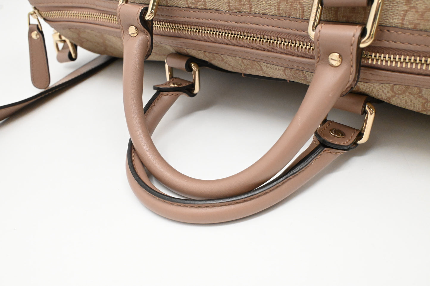 Gucci Boston Bag in Pink GG Supreme Canvas