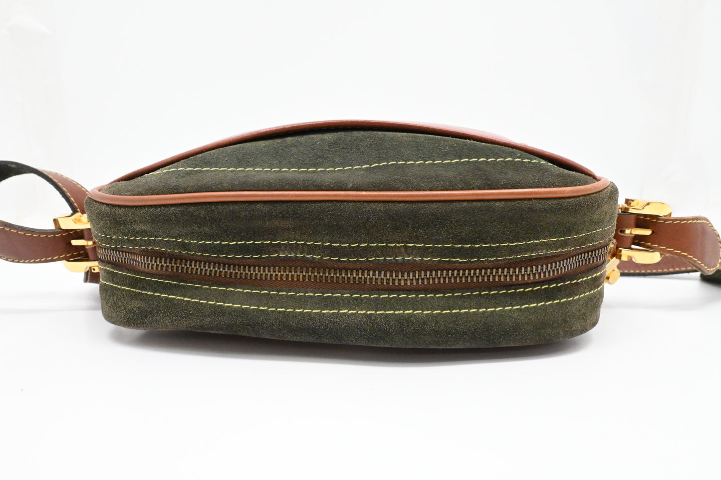 Loewe Crossbody in Brown Leather and Green Suede