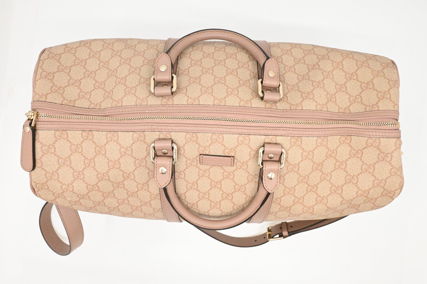 Gucci Boston Bag in Pink GG Supreme Canvas