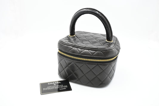 Chanel Vanity in Black Matelassé Leather