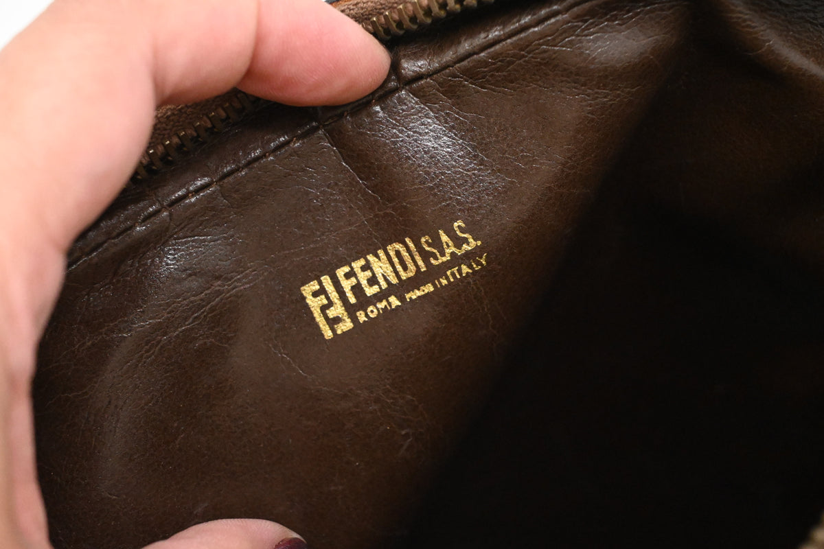 Fendi Shoulder Bag in Coated Zucchino Canvas