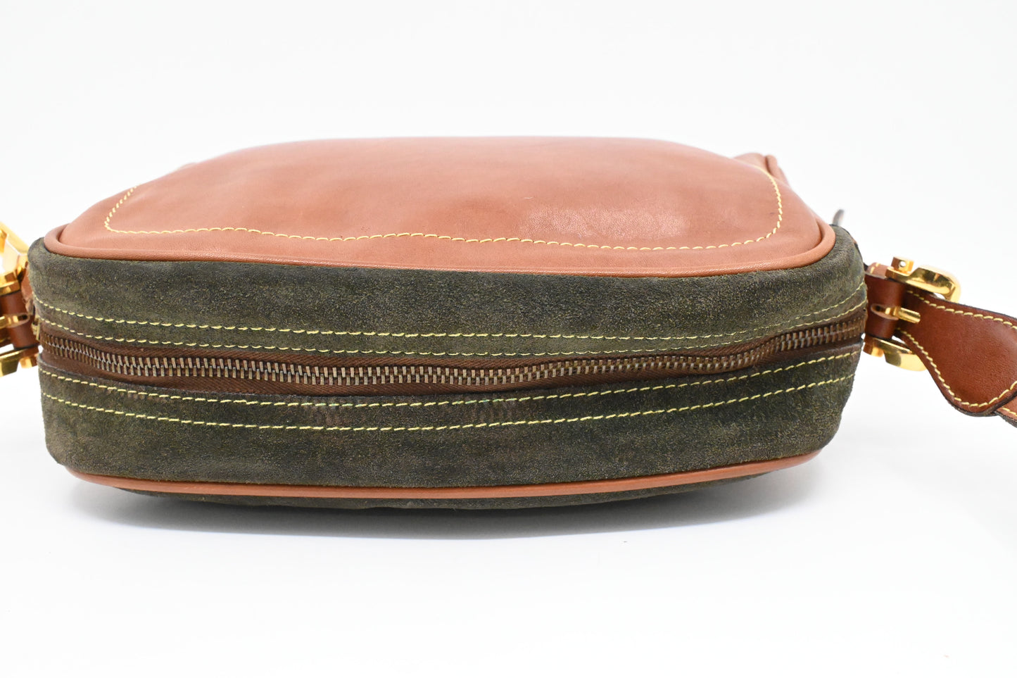 Loewe Crossbody in Brown Leather and Green Suede