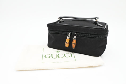 Gucci Vanity Case in Black Canvas and Leather