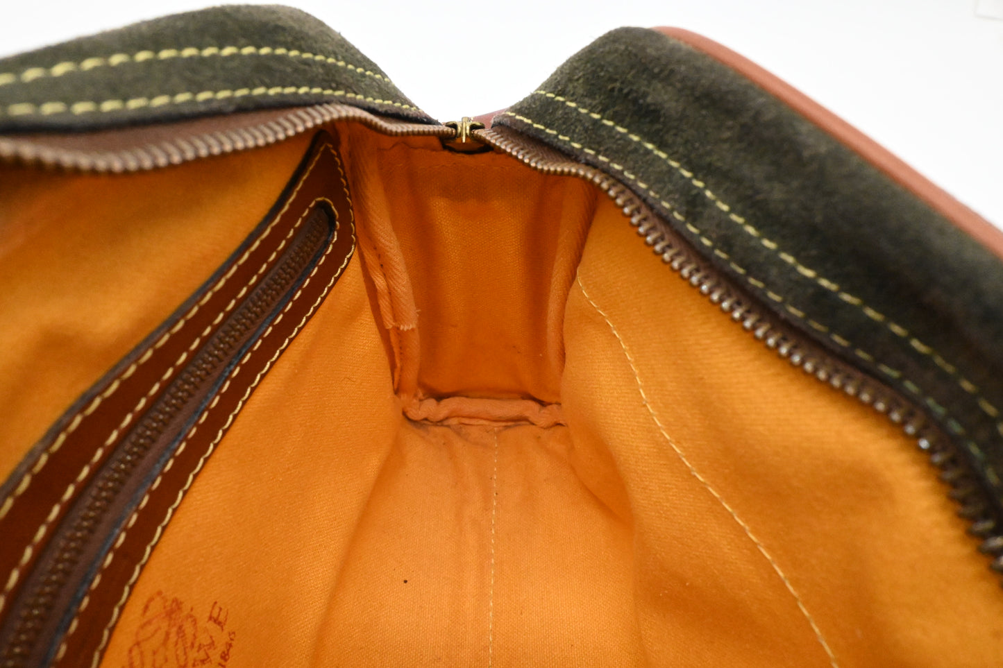 Loewe Crossbody in Brown Leather and Green Suede
