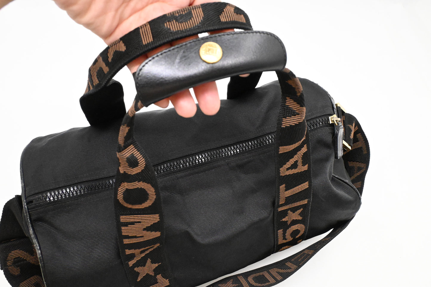 Fendi 2way Boston Bag in Black Canvas