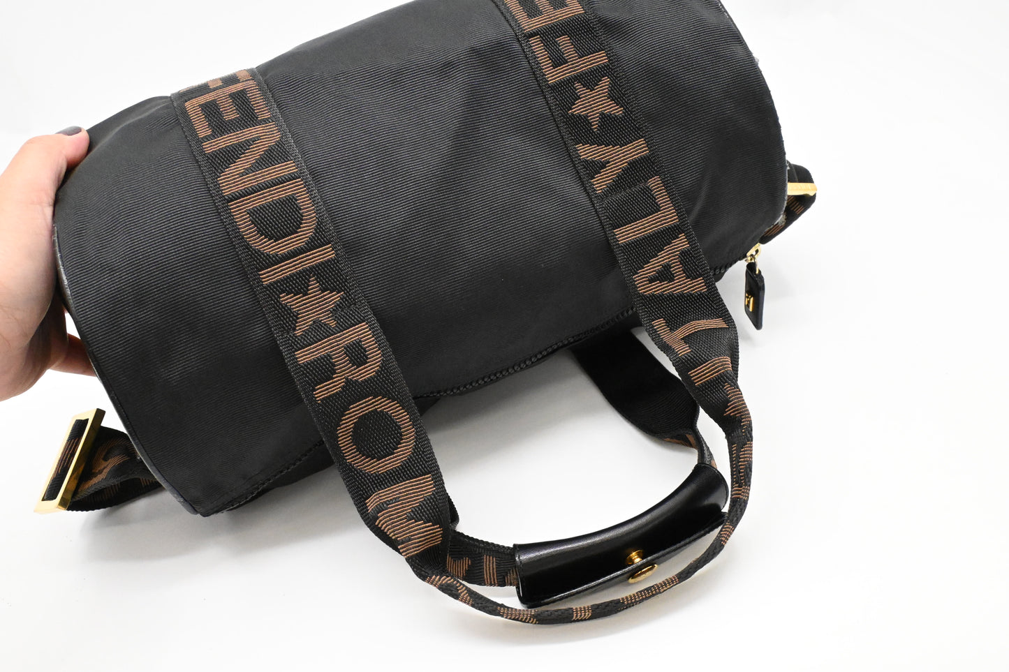 Fendi 2way Boston Bag in Black Canvas