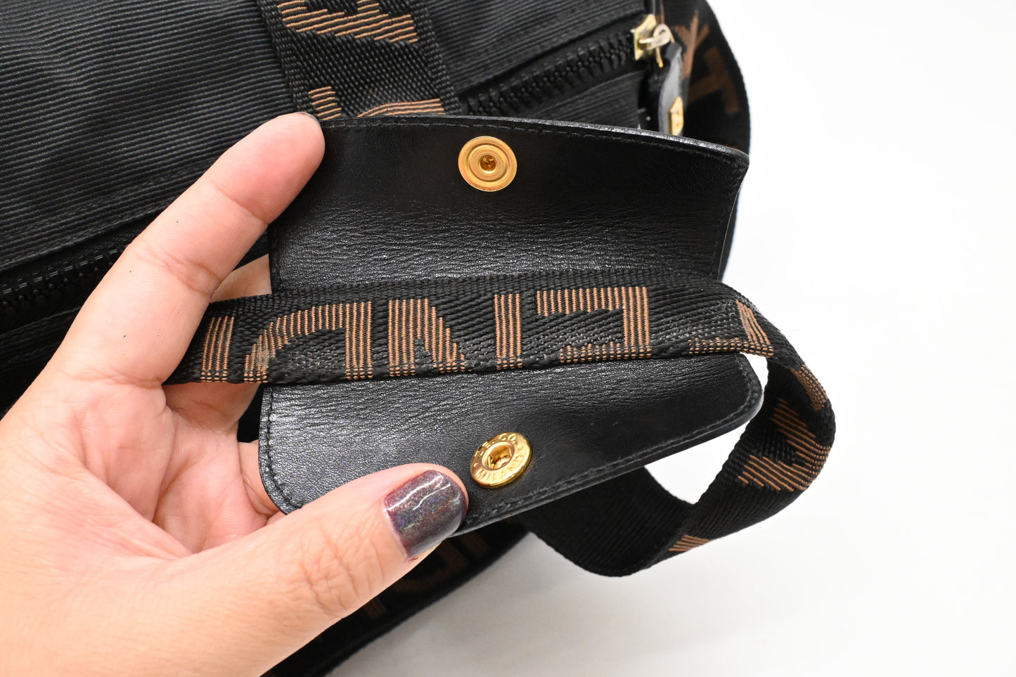 Fendi 2way Boston Bag in Black Canvas