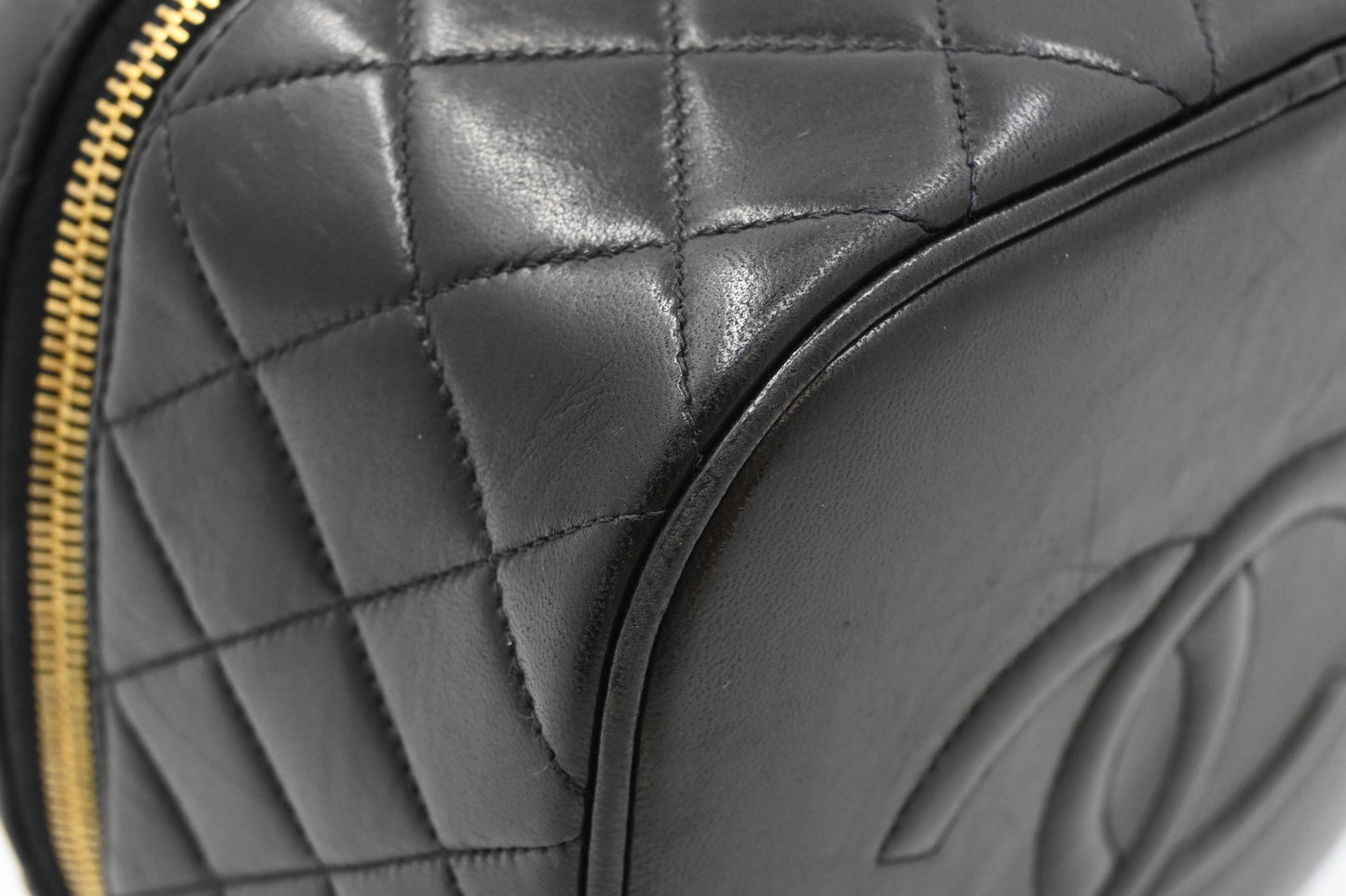 Chanel Vanity in Black Matelassé Leather