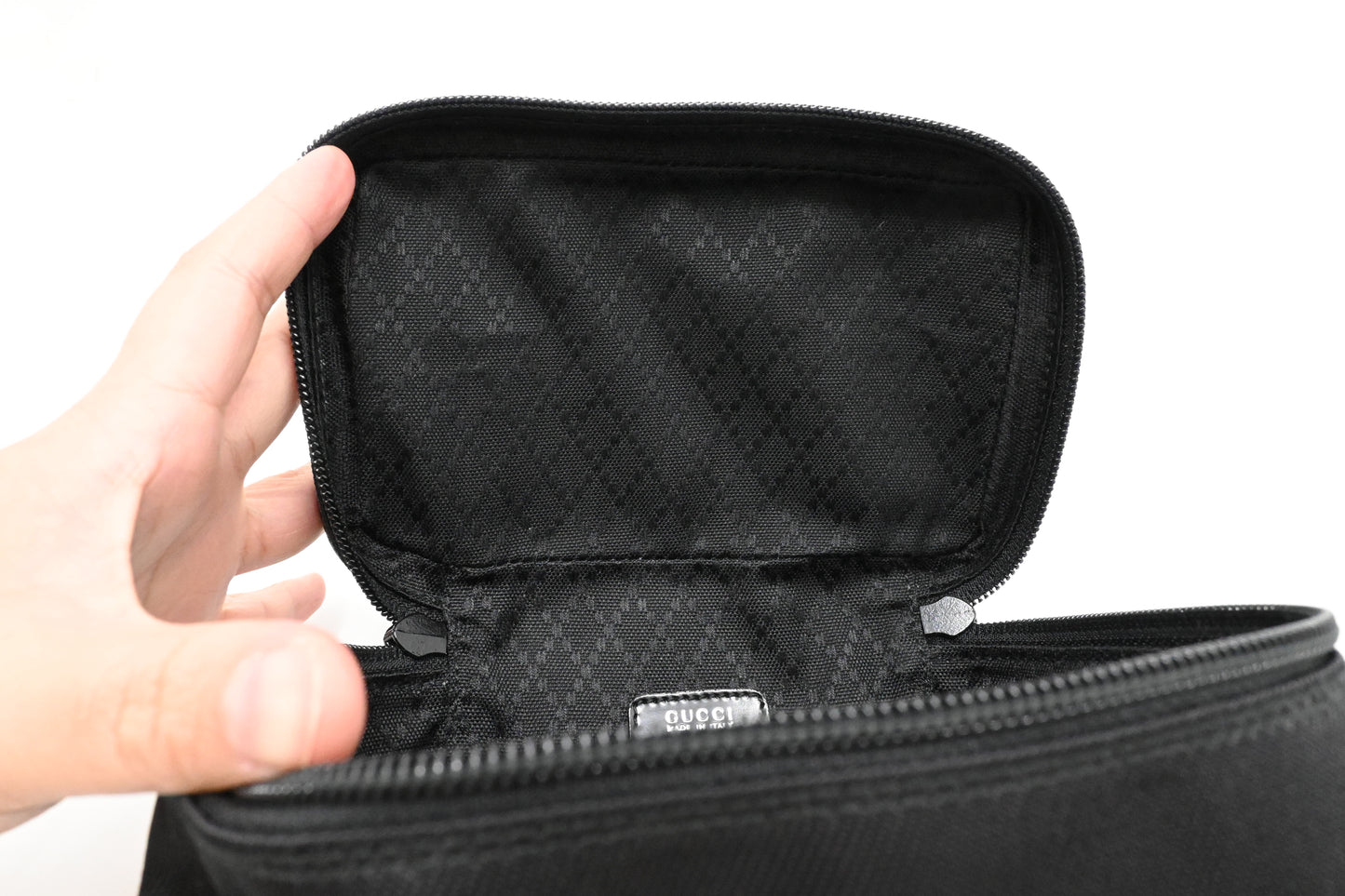 Gucci Vanity Case in Black Canvas and Leather