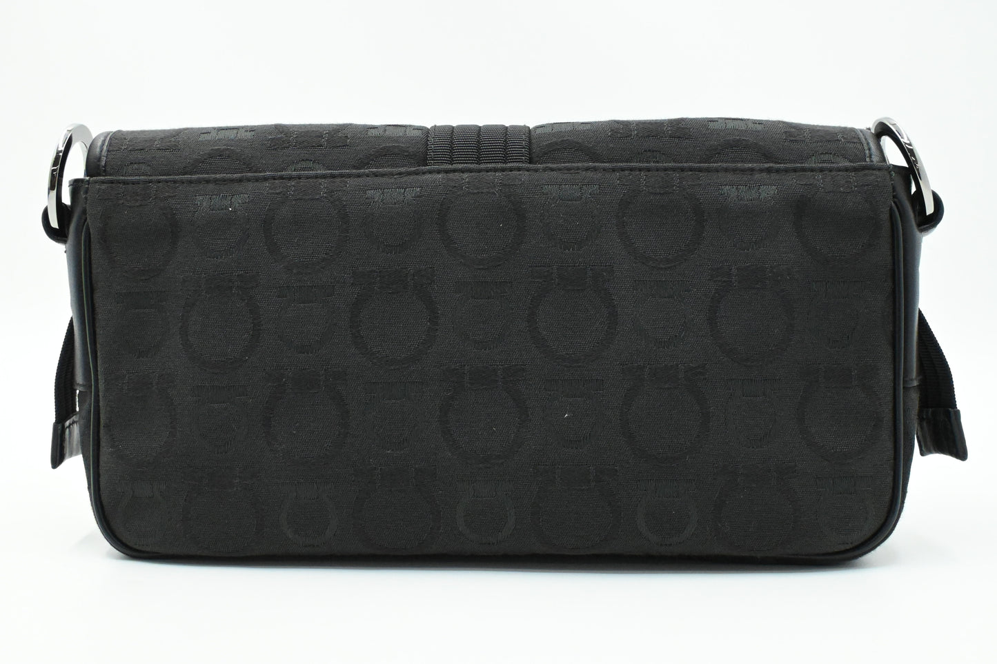 Ferragamo Shoulder Bag in Black Gancini Canvas