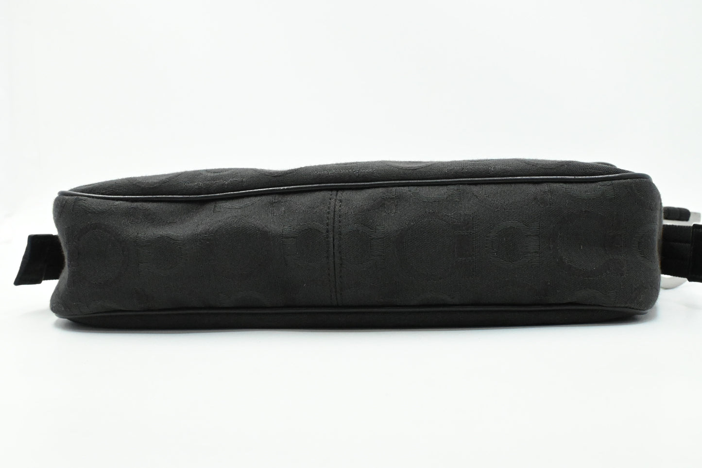 Ferragamo Shoulder Bag in Black Gancini Canvas
