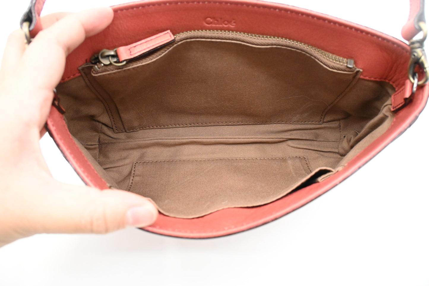 Chloe Shoulder Bag in Pink Leather