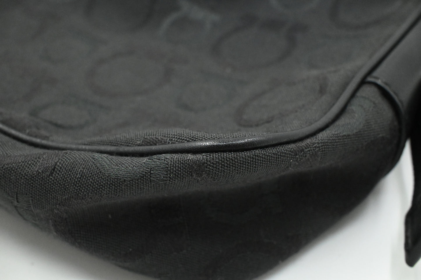 Ferragamo Shoulder Bag in Black Gancini Canvas
